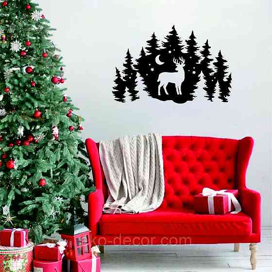 Декоративное настенное Панно «Новый год», Декор на стену 70*45 см, Чёрный Киев