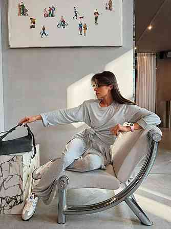 Женский стильный повседневный костюм из натуральной вискозы с плечиками. Меланж, 42/44 Одесса