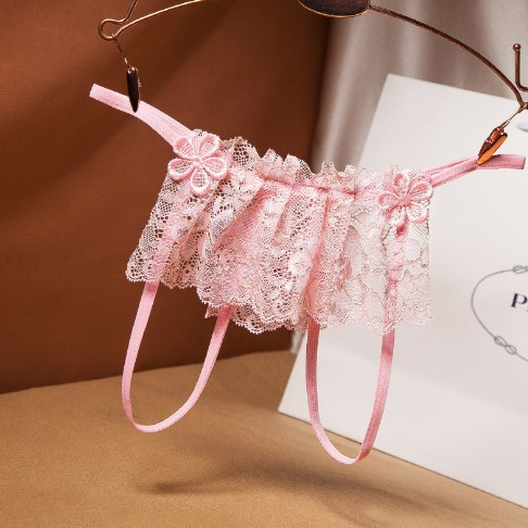 Трусики с дыркой розовые кружевные - размер универсальный, резинка до 94см Киев - изображение 1