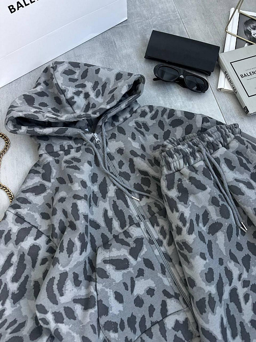 Жіночий повсякденний теплий принтований костюм двійка турецька трьохнитка на флісі Одеса - фото 6