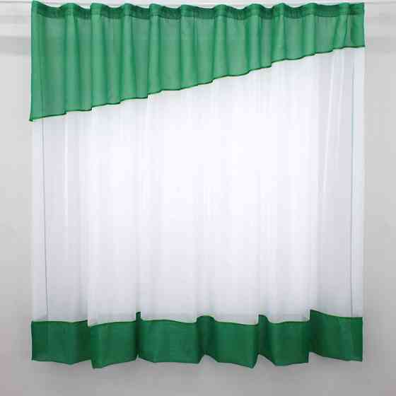 Кухонная занавеска VR-Textil № 047к белый с зеленым 280х170 см (52-0354) Киев