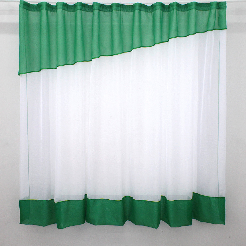 Кухонная занавеска VR-Textil № 047к белый с зеленым 280х170 см (52-0354) Киев - изображение 1