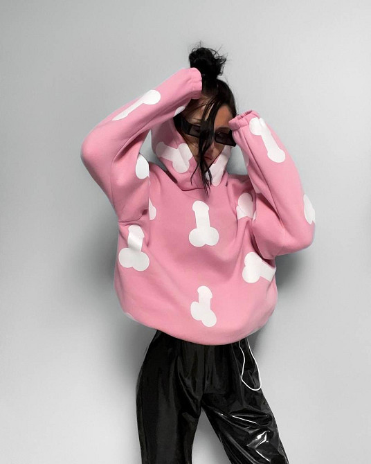 Женское теплое ОХУЕ*** худи оверсайз кроя на фиксаторах трехнитка на флисе Одесса - изображение 2