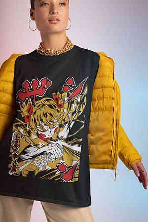 Футболка аниме Истребитель демонов оверсайз (S/M/L) Черний AnimeJ1008 Днепр