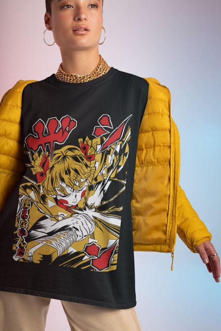 Футболка з аніме принтом Вбивця демонів оверсайз (S/M/L) Чорний AnimeJ1008 Дніпро - фото 5