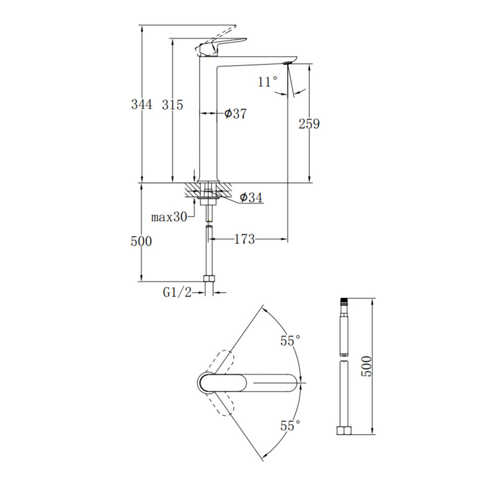 Змішувач для раковини Qtap Evia високий QTEVI269CRM47577 Chrome Київ - фото 2