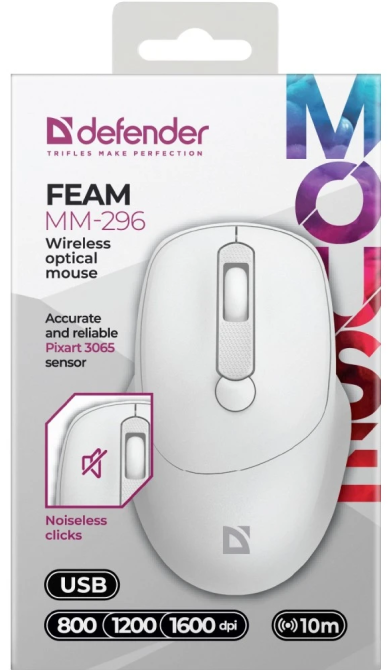 Миша Defender Feam MM-296 White (52297) (7125990) Киев - изображение 5