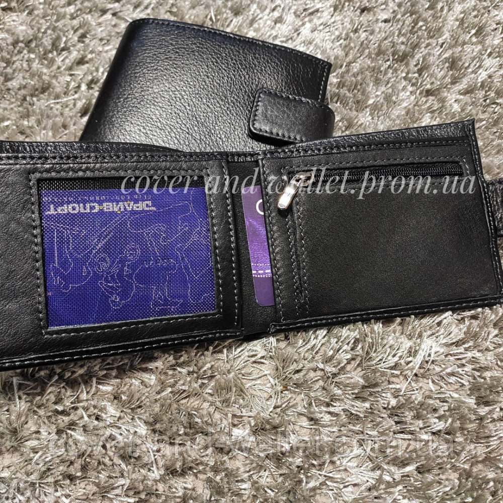 Компактний чоловічий шкіряний гаманець на магнітній застібці MD Leather Київ - фото 9