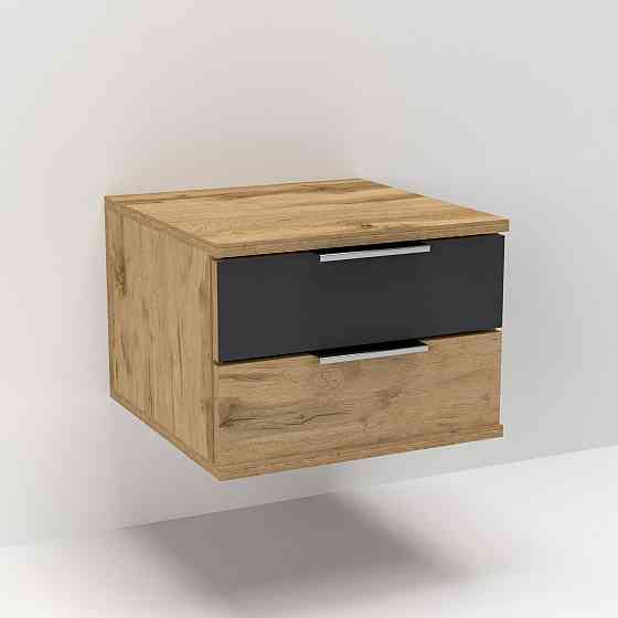 Тумба навесная прикроватная Кристалл, Антрацит/Дуб Аппалачи, 400/400/290 Львов