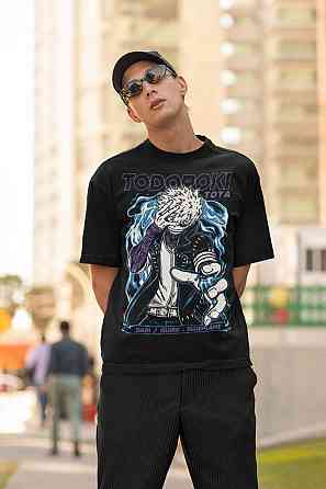 Футболка з аніме принтом Моя геройська академія оверсайз (S/M/L) Чорний AnimeJ0545 Дніпро