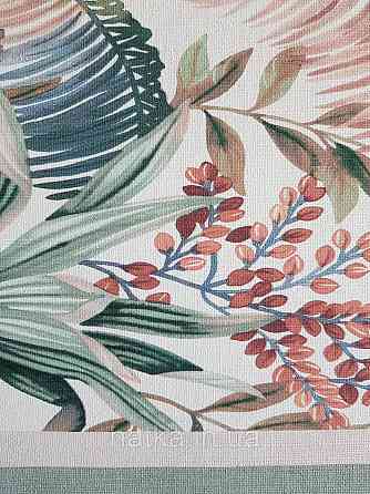 Обои винил на флизелине Rasch Florentine 1.06х10 листья ветки папоротника банана зеленые коричневые на белом Киев