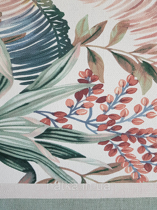 Шпалери вініл на флізеліні Rasch Florentine 1.06х10 листя гілки папороті банана зелені коричневі на білому Київ - фото 5