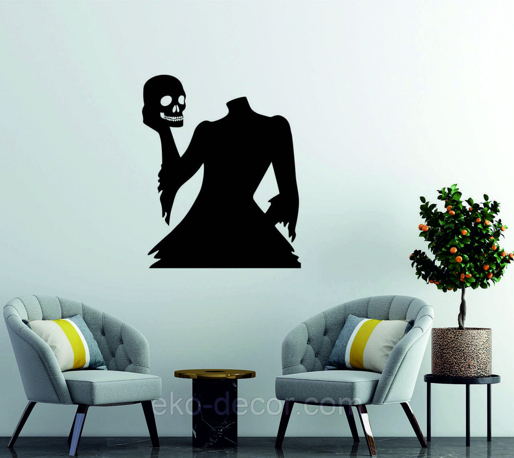 Декоративне настінне Панно «Безголова жінка та череп», Декор на стіну 110*90 см, Чорний Київ - фото 3