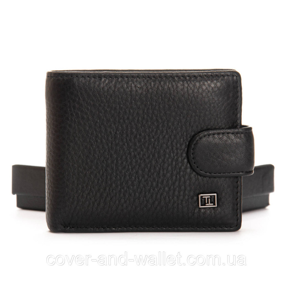 Чоловічий гаманець із затискачем з натуральної шкіри чорного кольору BRETTON Київ - фото 2