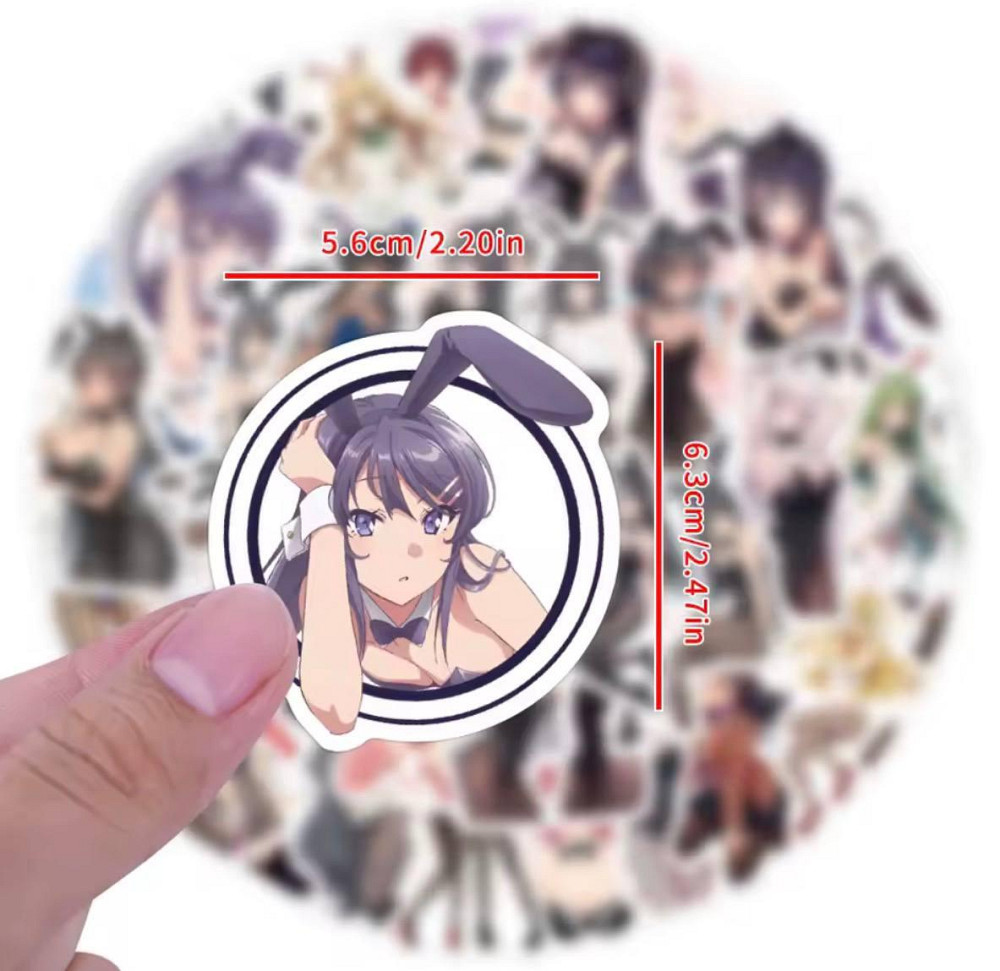 Набір вінілових наліпок з аніме-дівчатами у bunny-style, 30 шт Київ - фото 3