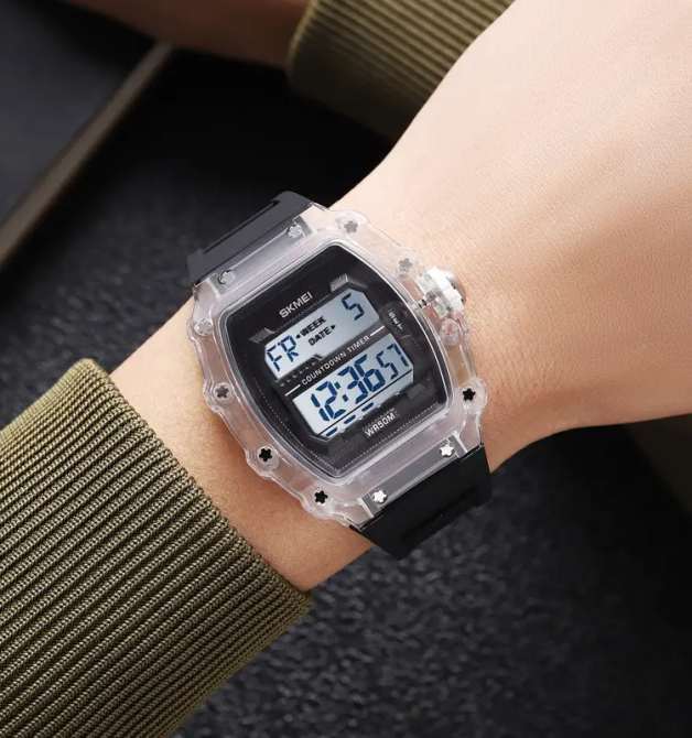 Годинник чоловічий електронний наручний Skmei 2296 Чорний з прозорим корпусом Вінниця - фото 5