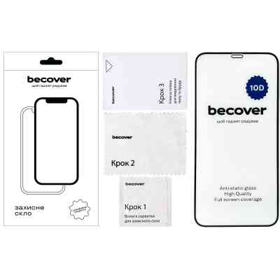 Стекло защитное BeCover Apple iPhone XR 10D Black (711511) Винница
