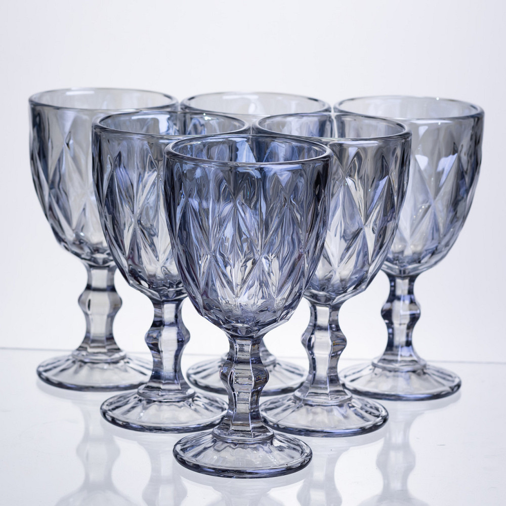 Набір келихів столових Diamond Blue 6 штук по 300 мл HP-19-275 прозорий келих для шампанського коктейлів Коломия - фото 2