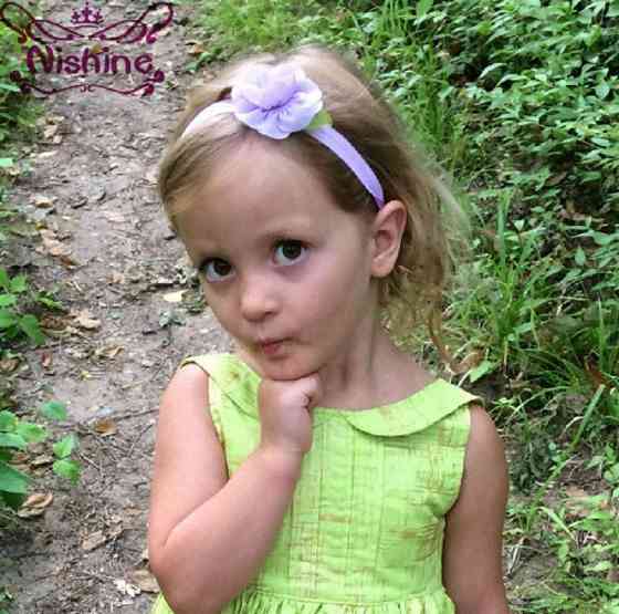 Дитяча пов'язка бузкова - розмір універсальний (на резинці), розмір квітки 5,5 см Київ