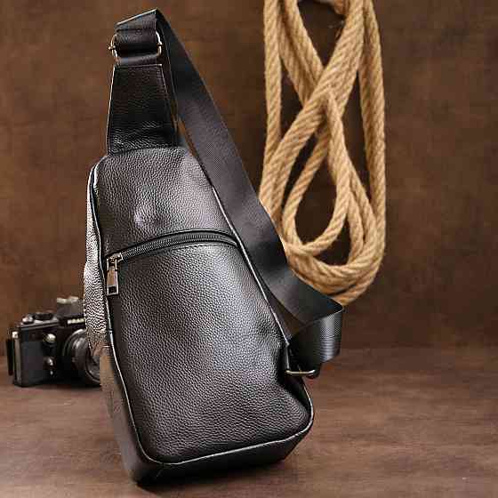 Небольшая кожаная мужская сумка через плечо Vintage 20202 Черный Киев