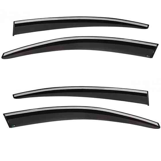 Дефлектори вікон (вітровики) з хром полосою Volkswagen Golf VII 2013-2019, 4шт, SunPlex, хетчбек, на скотчі Київ