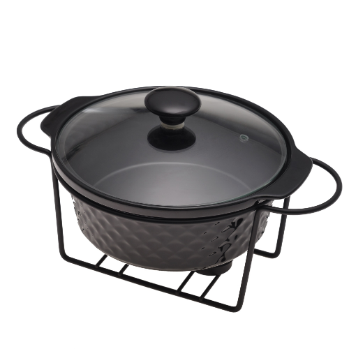 Марміт круглий 1,5л 24*21*8см кераміка скляна кришка + метал.підставка 6425 KAMILLE Житомир - фото 8