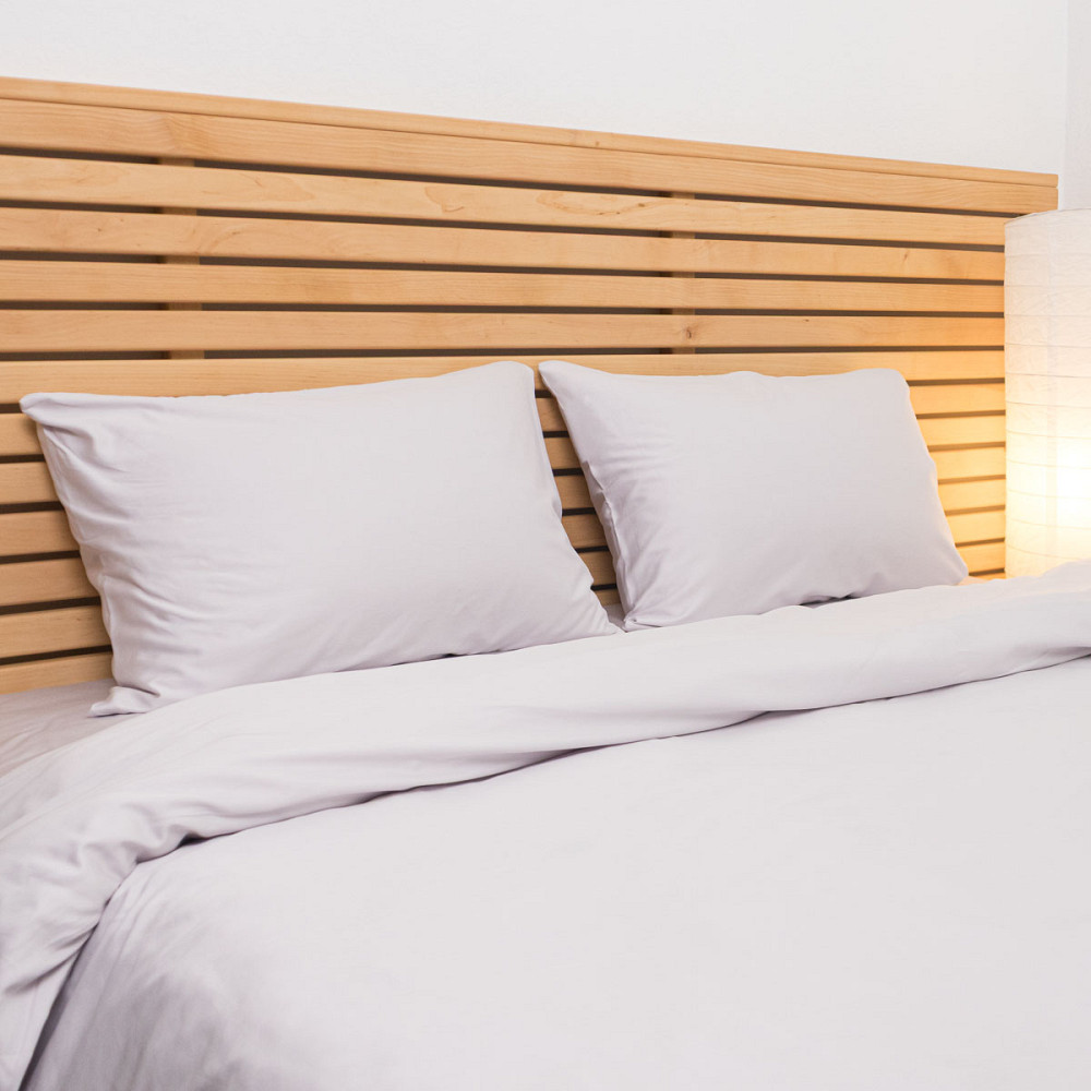 Комплект постельного белья двуспальный Сатин Гладкий 135 г/м2 YouStar (Светло-серый) 2 х 50х70 Сумы - изображение 5