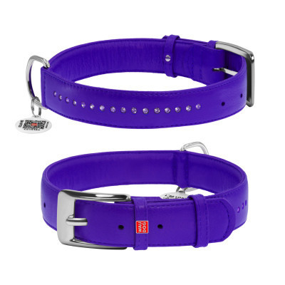Нашийник для тварин WAUDOG Glamour з QR-паспортом, подвійний Ш 20 мм Д 30-39 см фіолетовий (38769) Вінниця - фото 1
