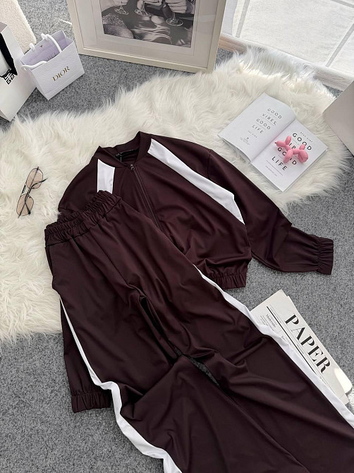 Жіночий прогулянковий костюм-двійка: кофта та штани трикотаж Шоколадний, 50/52 Одеса - фото 4