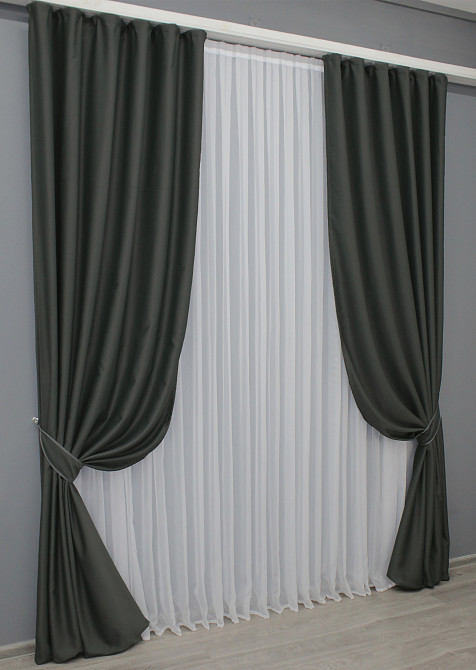 Комплект готовых штор VR-Textil Блэкаут Midnight № 1400ш Темно-серый 150х290 см 2 шт (33-0264) Киев - изображение 3
