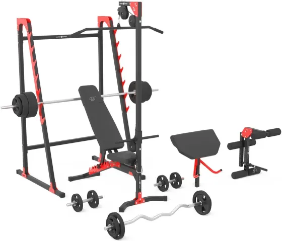Тренажер Marbo Спорт Zestaw Mh26_177kg_Kier Лавка Regulowana + Stojaki Wielopoziomowe Prasa Na Nogi Wyciąg Киев