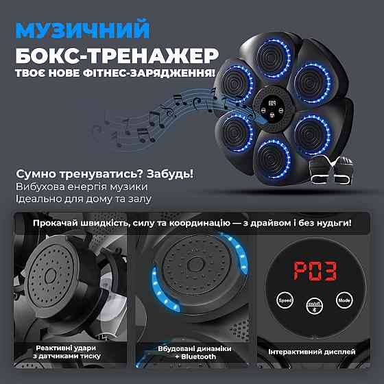 Настінний боксерський тренажер PowerPlay PP_4416 (музична боксерська машина-тренажер) Каменское