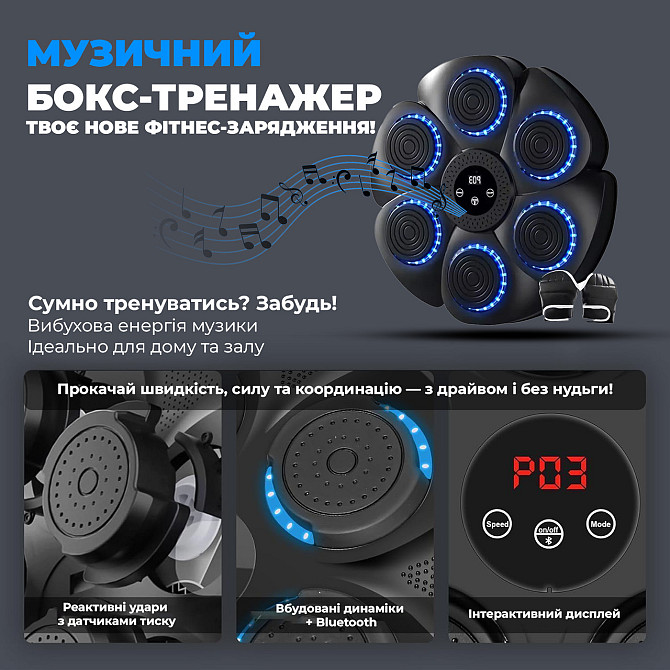 Настінний боксерський тренажер PowerPlay PP_4416 (музична боксерська машина-тренажер) Кам'янське - фото 5