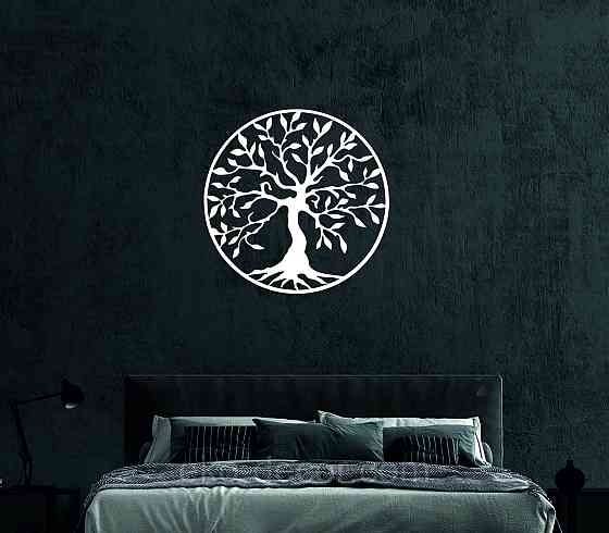 Декоративное настенное 3D Панно «Дерево в кругу» Декор на стену с объемом 70*70 см, Белый Киев