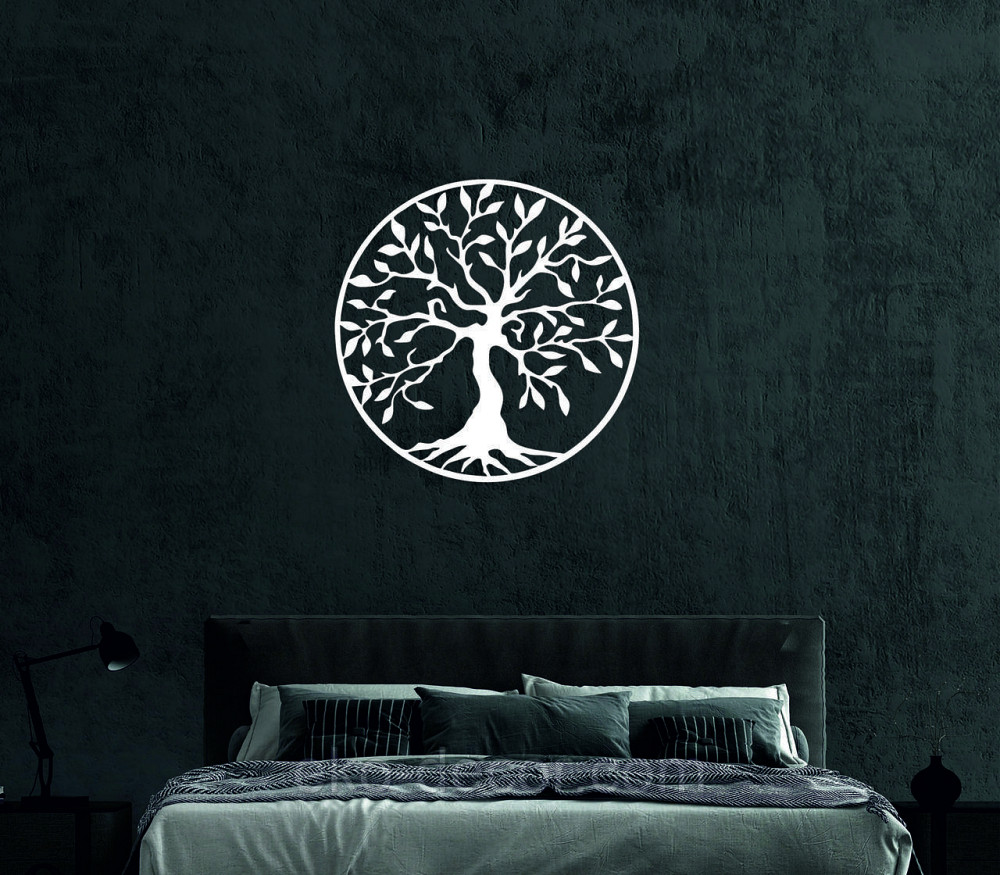 Декоративное настенное 3D Панно «Дерево в кругу» Декор на стену с объемом 70*70 см, Белый Киев - изображение 5