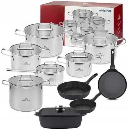 Gerlach Ambiente Каструлі 10el. + Сковорідка Naleśnikowa 26cm Каструля 7l Жаровня Сковорідки (AMBGERN17) Киев