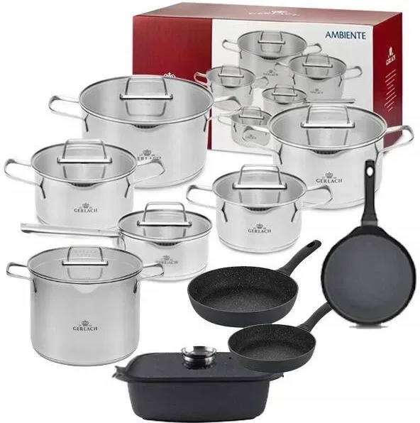 Gerlach Ambiente Каструлі 10el. + Сковорідка Naleśnikowa 26cm Каструля 7l Жаровня Сковорідки (AMBGERN17) Киев - изображение 1