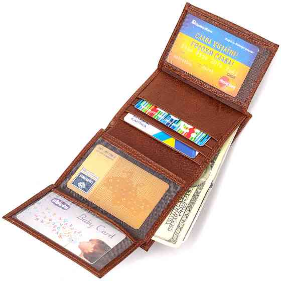 Цікавий компактний гаманець для чоловіків із натуральної шкіри флотар CANPELLINI 21874 Коричневий Київ