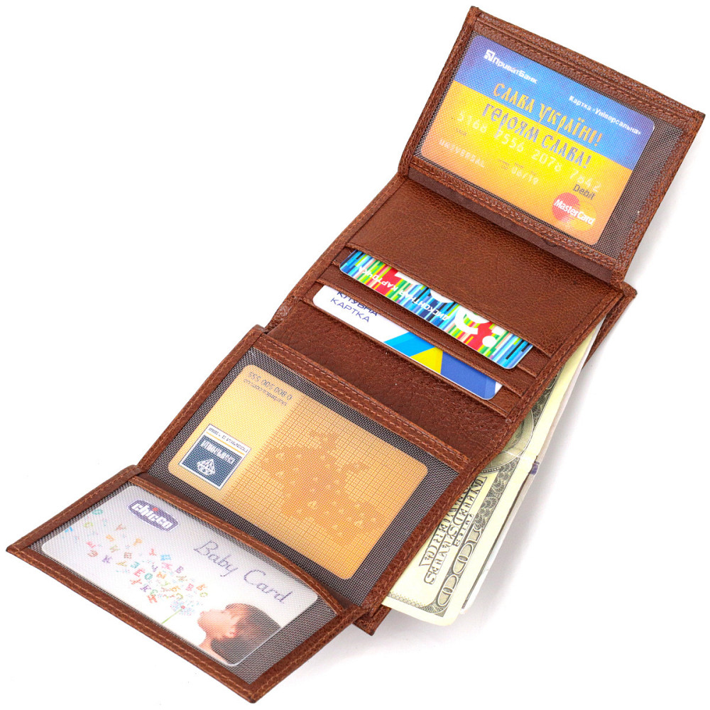 Цікавий компактний гаманець для чоловіків із натуральної шкіри флотар CANPELLINI 21874 Коричневий Київ - фото 4