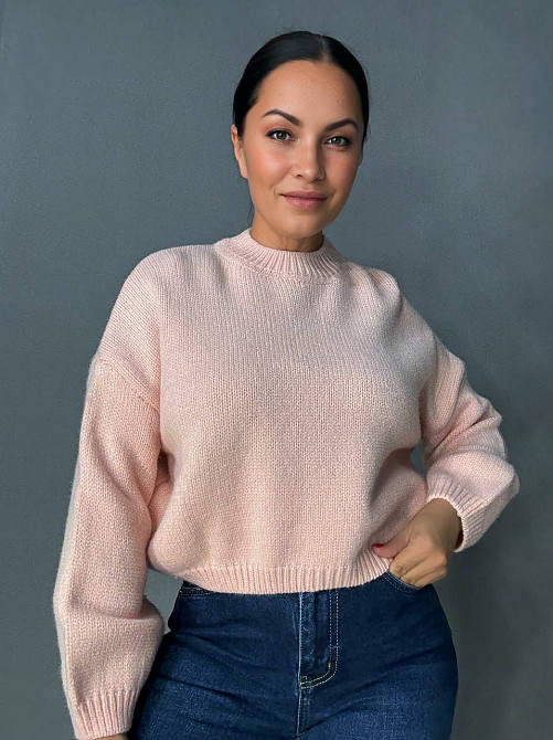 Светр жіночий Fancy Matinee 539 оверсайз однотонний, рожевий, one size Київ - фото 1