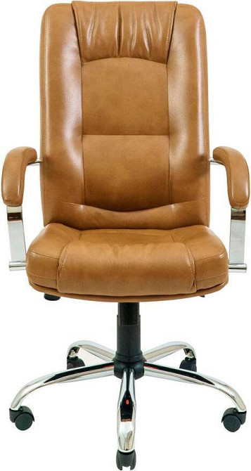 Офісне крісло керівника AlbertoDesign Хром Tilt М-1 Екошкіра Коричневий (Прогумовані колеса) Днепр - изображение 2