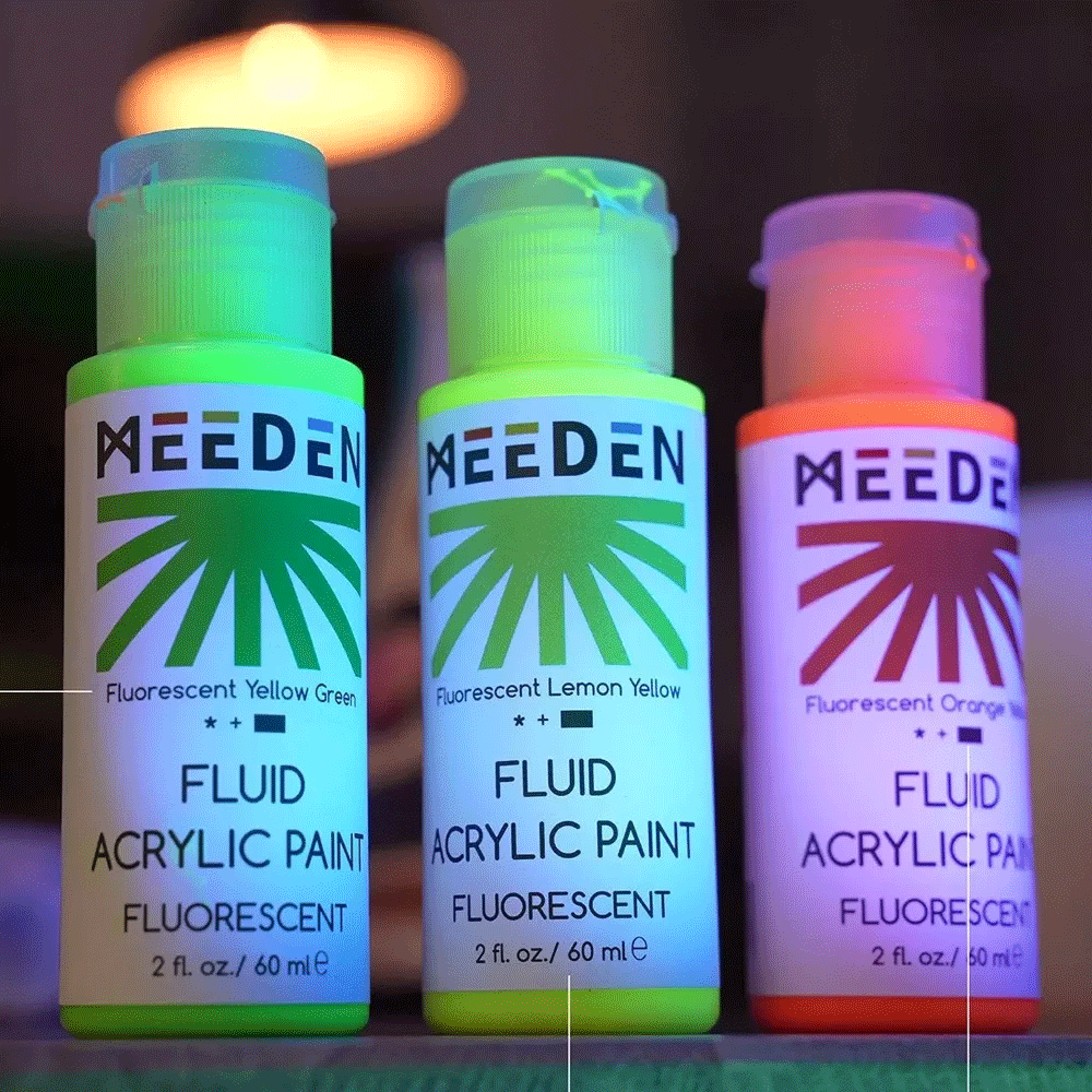 Набір рідких акрилових фарб Fluid Fluorescent 6×60мл MEEDEN Київ - фото 4