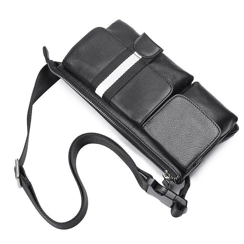 Шкіряна поясна сумка для міста поїздок та щоденного використання Vintage 14953 Чорна Київ - фото 15