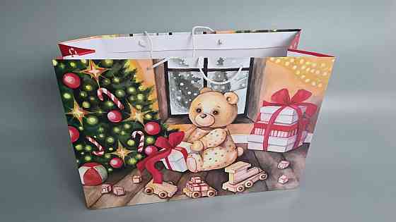 Картонні пакети з ручками Гігант горизонтальні Новорічні 46*33*15-011 (12 шт.) Харків