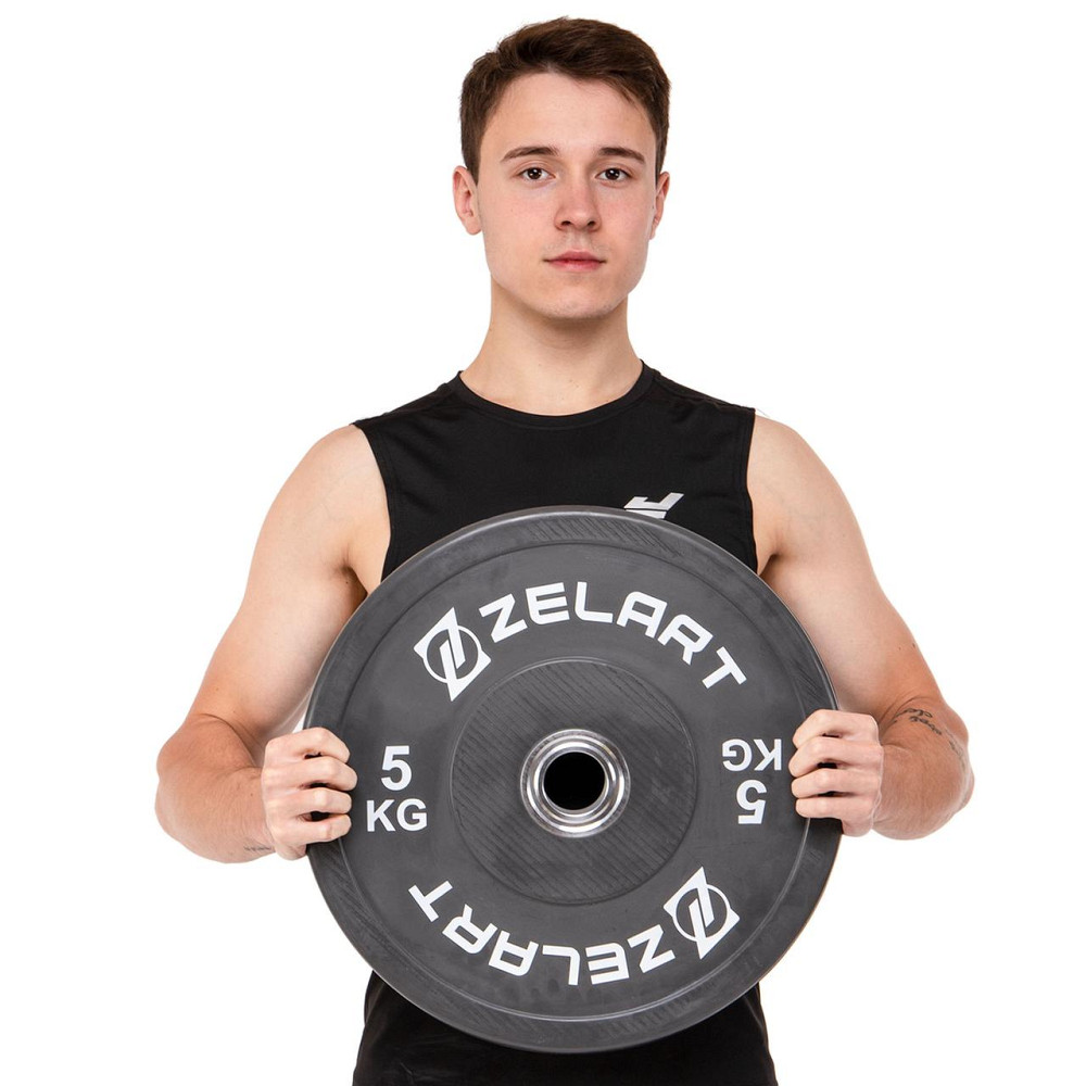 Блин (диск) бамперный для кроссфита резиновый 5 кг d-52мм Zelart-7798-5 Киев - изображение 5