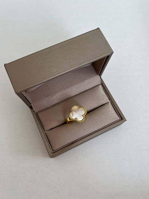 Кольцо Van Cleef позолота 18 К / кольцо клевер белое в золоте Одесса - изображение 4