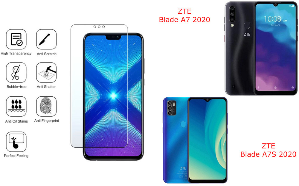 Захисне скло NeoGlass для ZTE Blade A7 2020, A7S 2020 – надпрозоре та стійке Київ - фото 4
