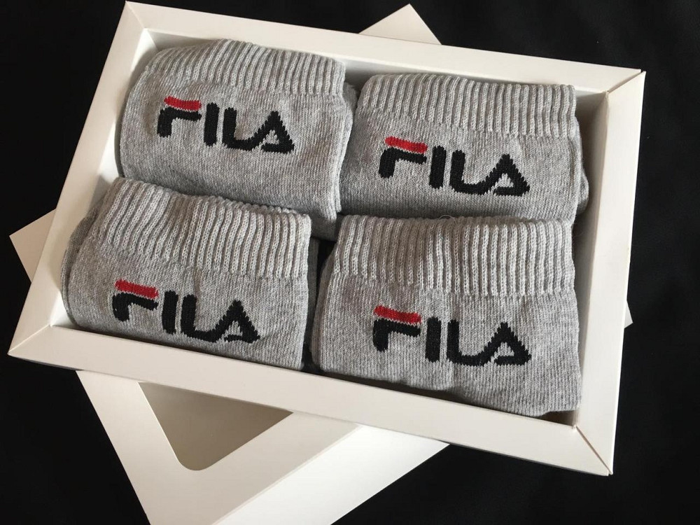 🎁 Подарунковий набір чоловічих шкарпеток 🧦 FILA | 4 пари у коробці | Якісні брендовані носки Киев - изображение 1