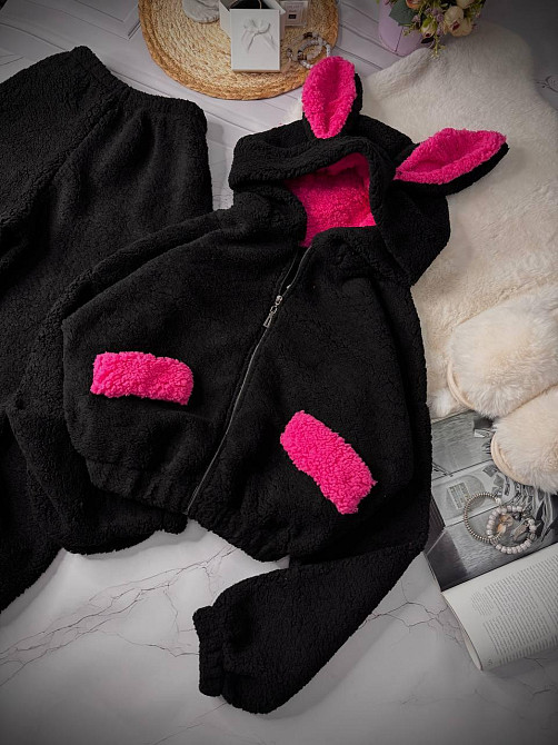 Жіноча повсякденна домашня плюшева піжама з вушками з турецького м'якого хутра Teddy Одеса - фото 8