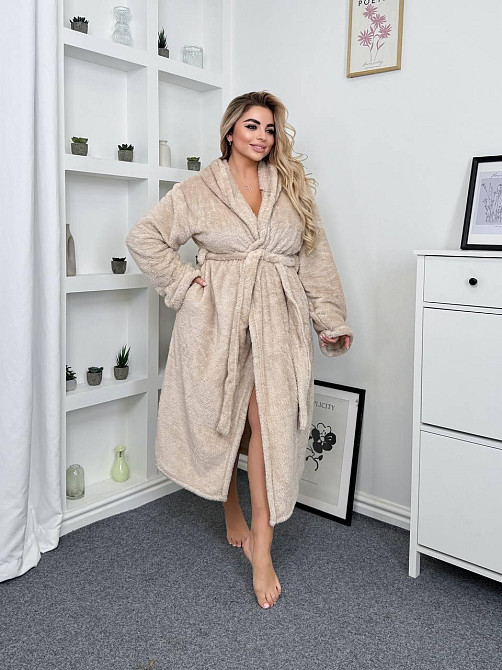 Жіночий теплий домашній махровий халат двостороння махра Одеса - фото 3